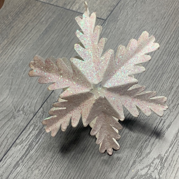 White snowflake Ornament, pink purple glitter shine sparkle, holiday decorations - Picture 4 of 15